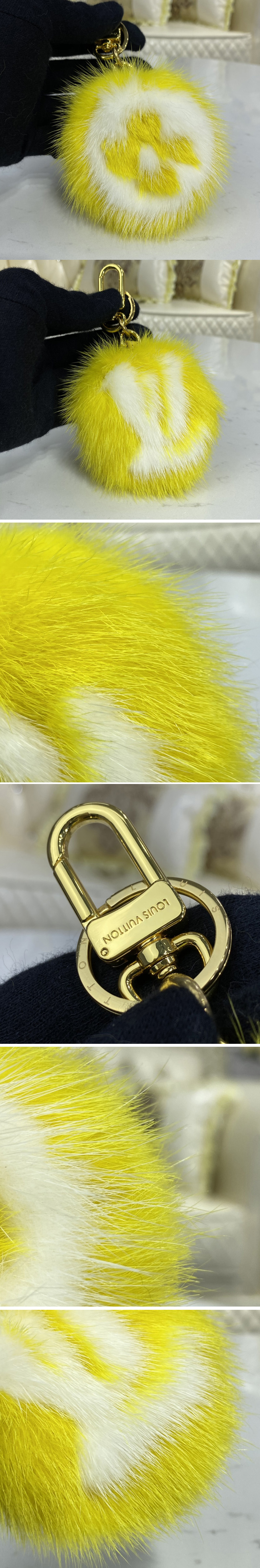 Replica Louis Vuitton M69563 LV Fur bag charm and key holder on Yellow