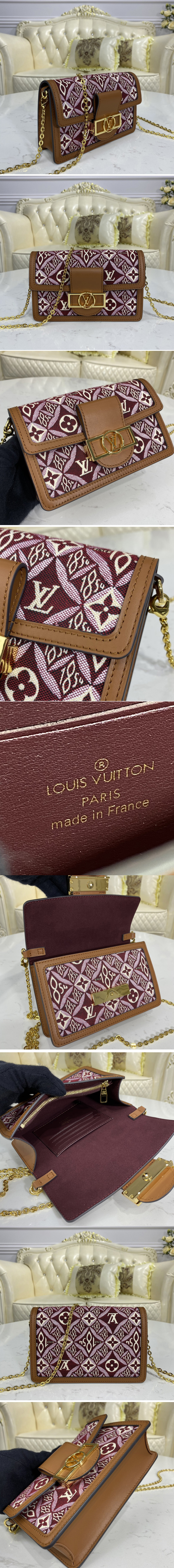 Louis Vuitton M Lv Since 1854 Dauphine Chain Wallet Bag In Bordeaux Jacquard Since 1854 Textile Ireplicabags Replica Louis Vuitton Bags Wallets Shoes Belts Etc