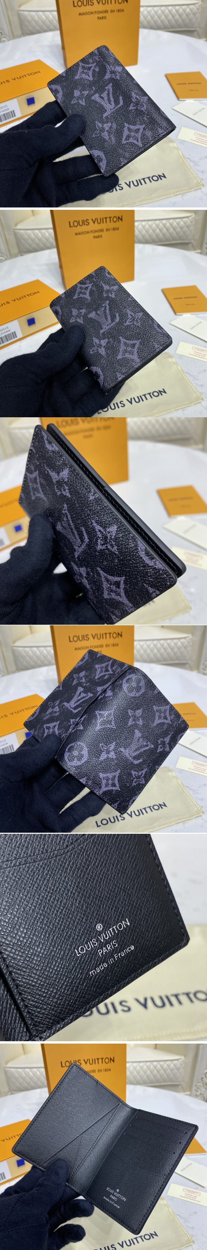 Replica Louis Vuitton M80015 LV Pocket Organizer wallet in Monogram Pastel Noir coated canvas