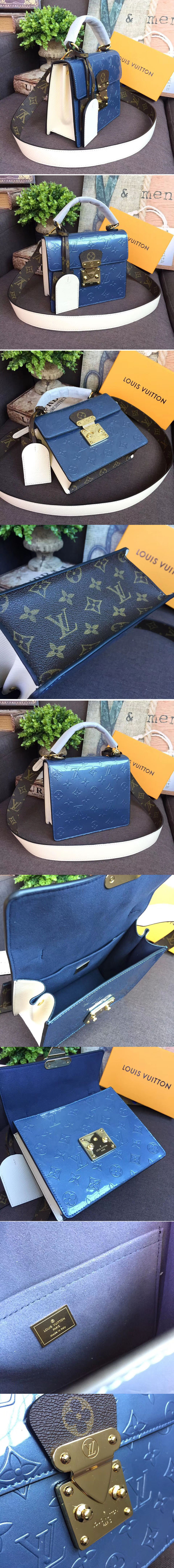 Replica Louis Vuitton M90373 Spring Street Bags Monogram Vernis Leather Blue