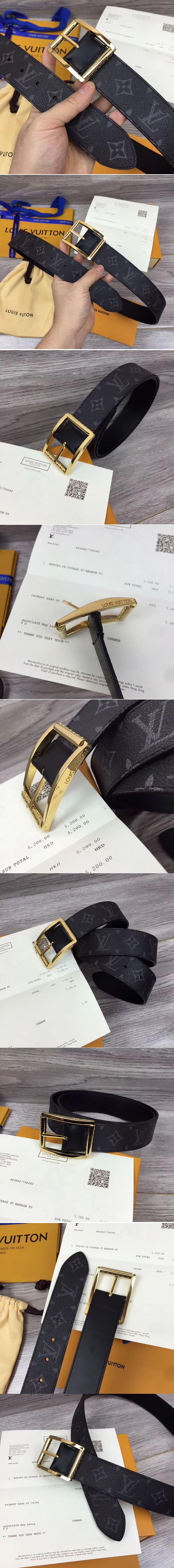 Replica Louis Vuitton Reverso 40mm Belt In Monogram Eclipse Canvas M9044N