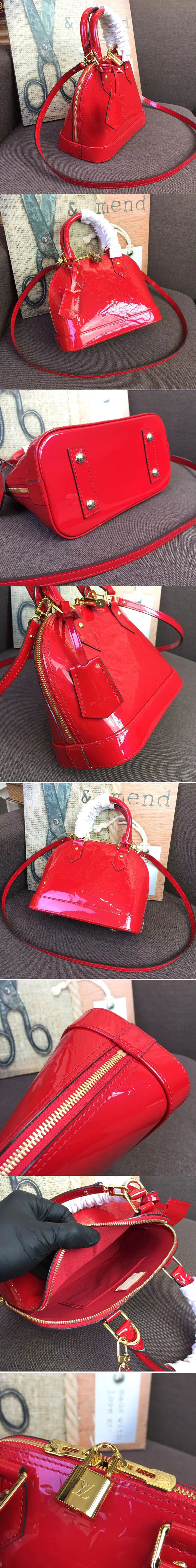 Replica Louis Vuitton M91606 LV Monogram Vernis Alma BB Bags Red