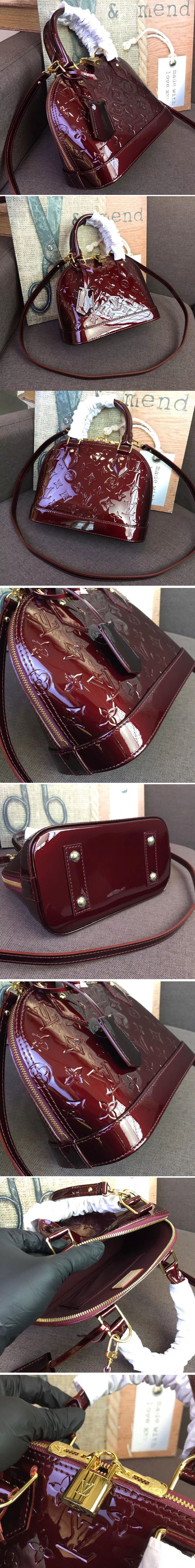 Replica Louis Vuitton M91606 LV Monogram Vernis Alma BB Bags Wine