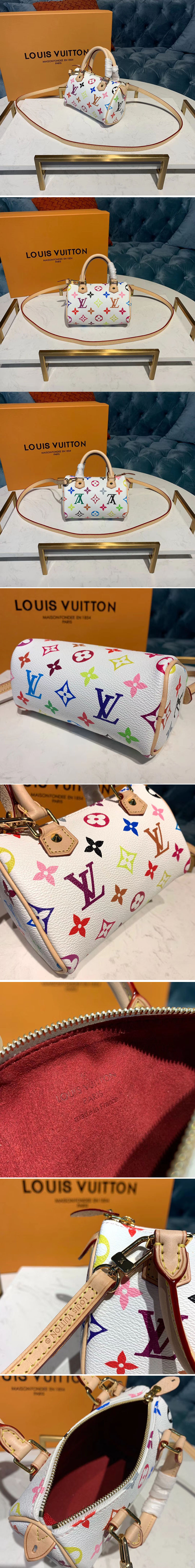 Replica Louis Vuitton M92645 LV Nano Speedy Bags White Monogram Multicolor