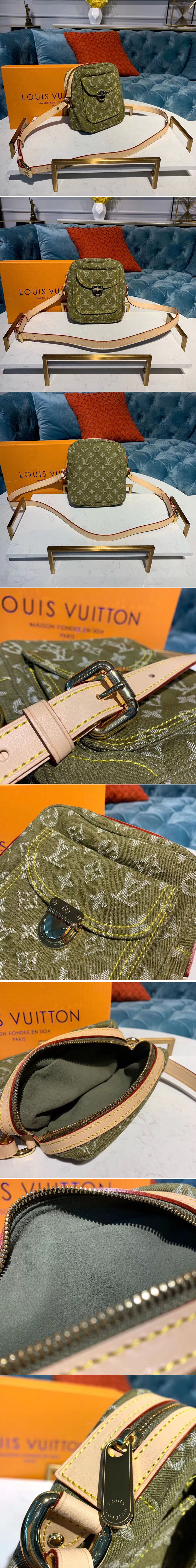 Replica Louis Vuitton M95348 LV Camera Bag Green Monogram Denim