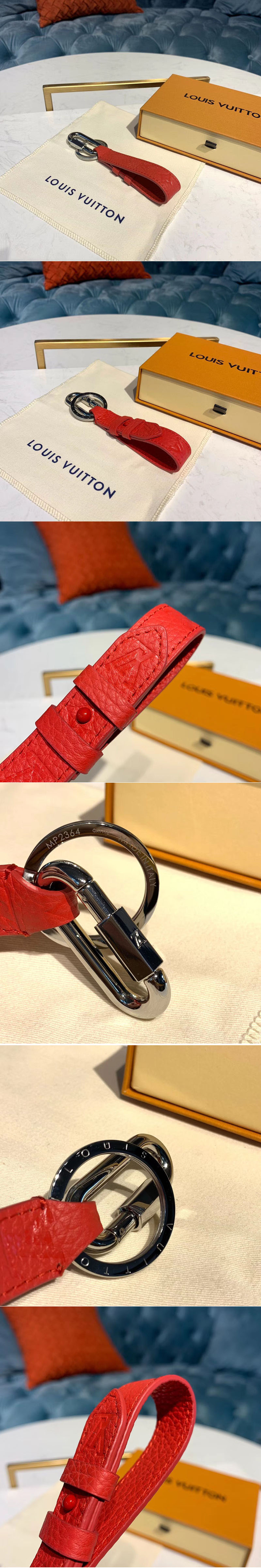 Replica Louis Vuitton MP2364 LV Harness Dragonne Bag Charm and Key Holder Red Taurillon leather