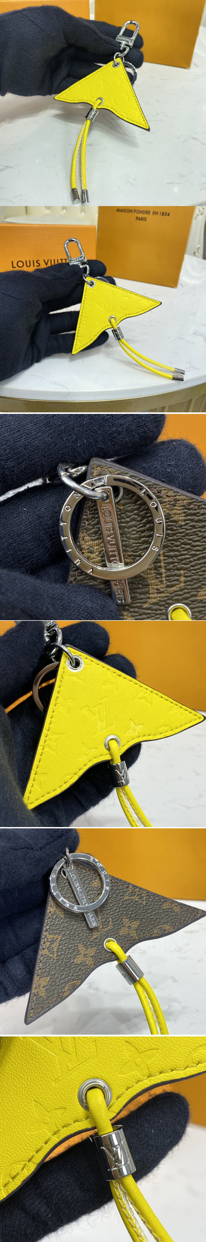 Replica Louis Vuitton MP2625 LV Mini Icon Kite bag charm and key holder With Yellow