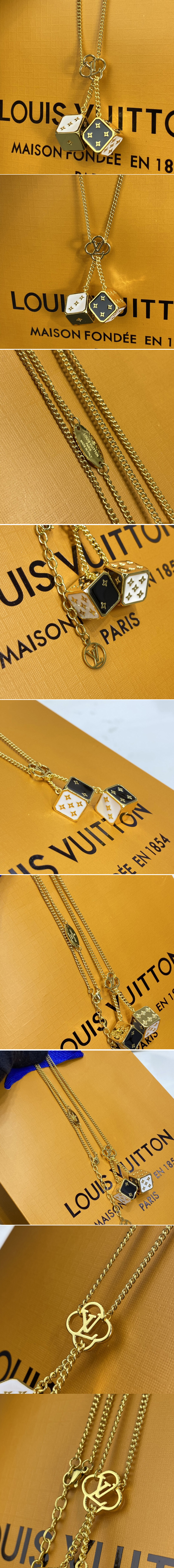 Replica Louis Vuitton MP2914 LV Game On necklace in Black and white enamel dice pendant