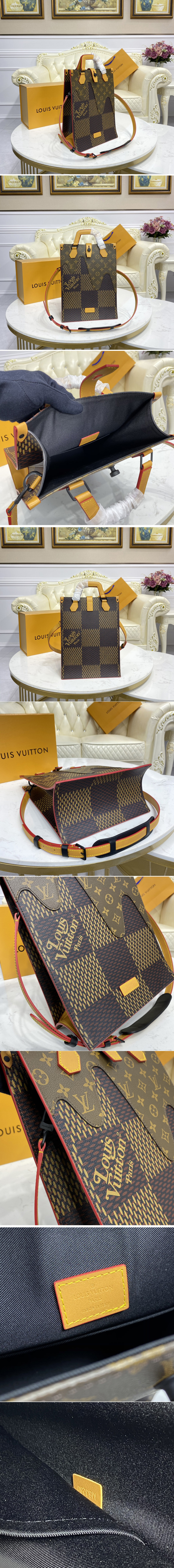 Replica Louis Vuitton N40355 LV Mini Tote bag in Giant Damier Ebene and Monogram coated canvas