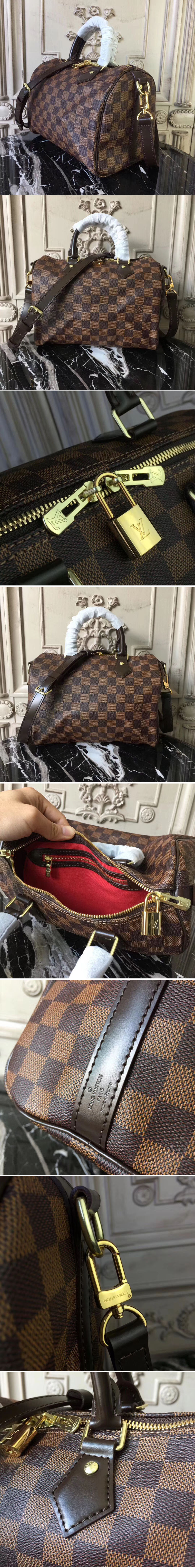 Replica Louis Vuitton N41368 Speedy Bandouliere 25 Damier Ebene Canvas Bags