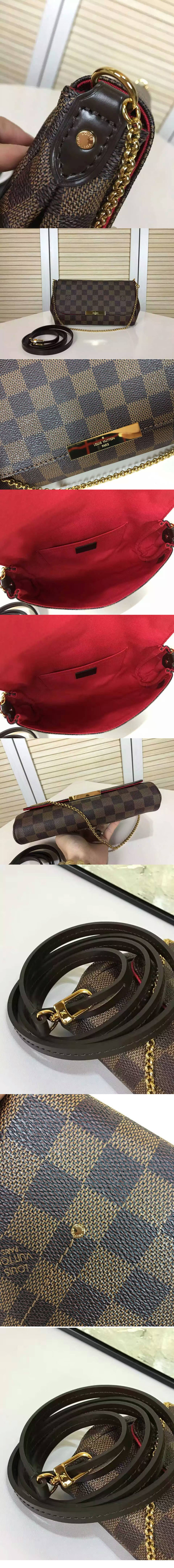 Replica Louis Vuitton N41129 Damier Ebene Canvas Favorite MM Bags