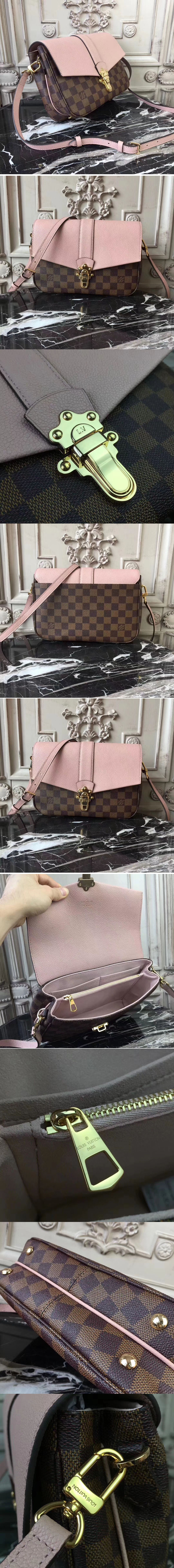 Replica Louis Vuitton N44243 Damier Ebene Canvas/Calfskin Clapton PM Bags