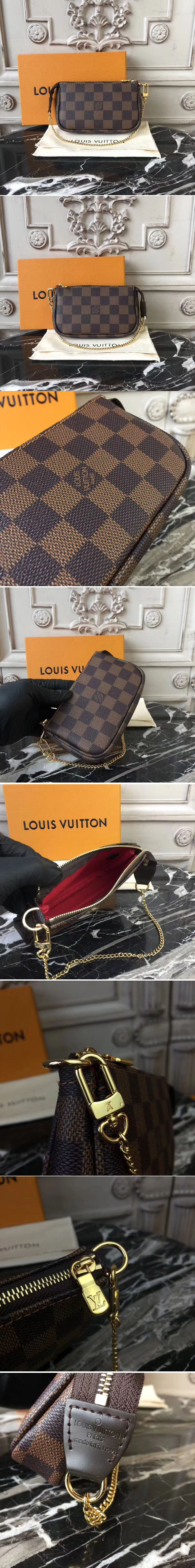 Replica Louis Vuitton N58009 Mini Pochette Accessoires Damier Ebene Canvas