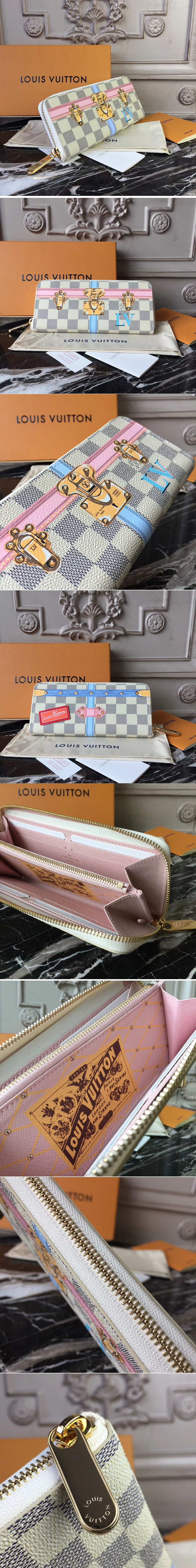 Replica Louis Vuitton N60109 Clemence Wallet Damier Azur Canvas