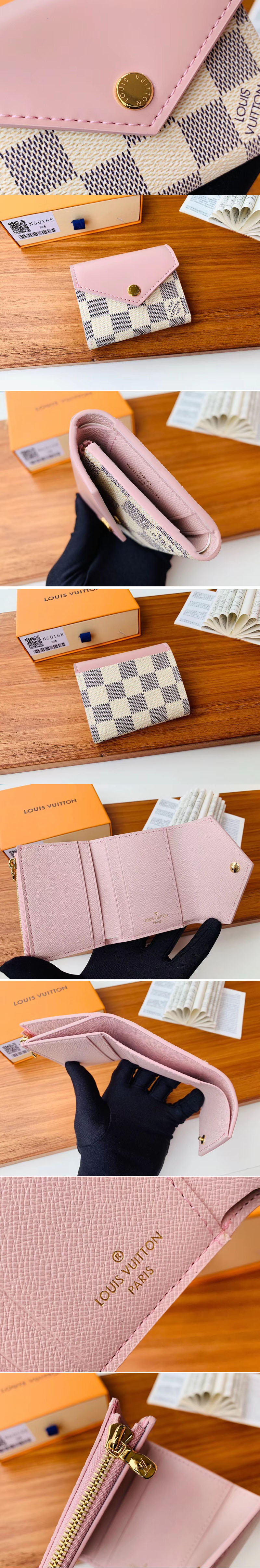 Replica Louis Vuitton N60168 LV Zoe Wallet Damier Azur Canvas Pink