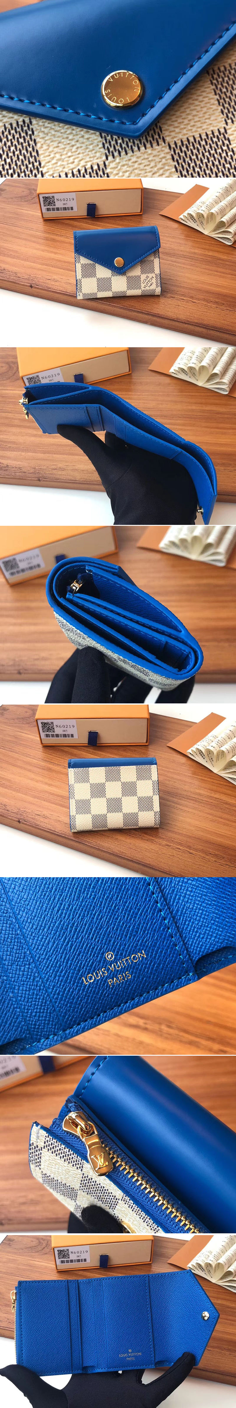 Replica Louis Vuitton N60219 LV Zoe Wallet Damier Azur Canvas Blue