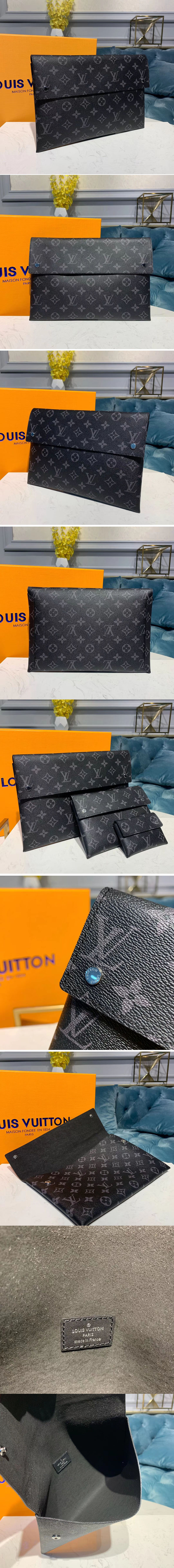 Replica Louis Vuitton N60255 LV Alpha Triple Pouches Bags Monogram Eclipse Canvas