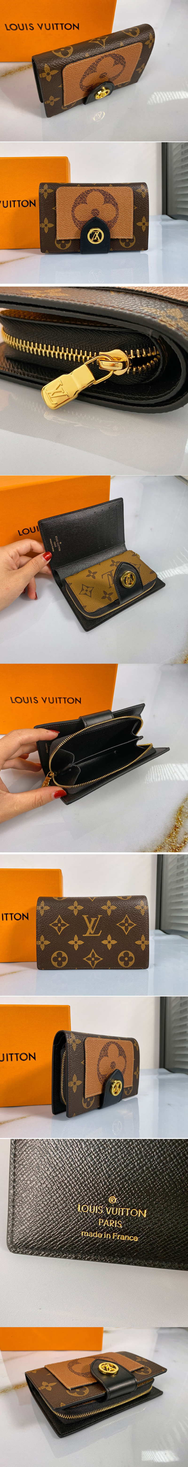 Replica Louis Vuitton M69432 LV Juliette wallet in Monogram and Monogram Giant Reverse coated canvases