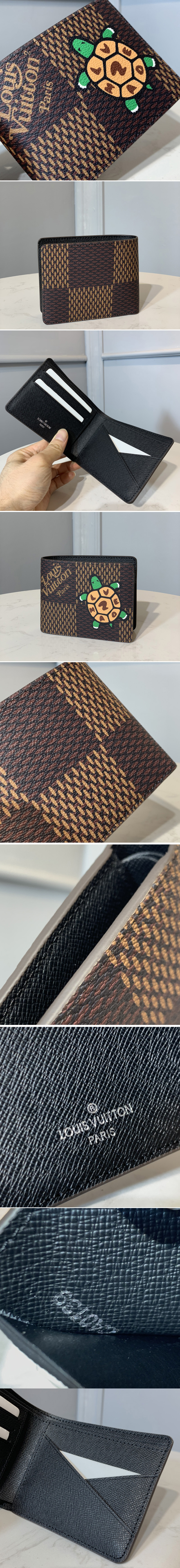 Replica Louis Vuitton N60396 LV Multiple Wallet in Giant Damier Ebene coated canvas