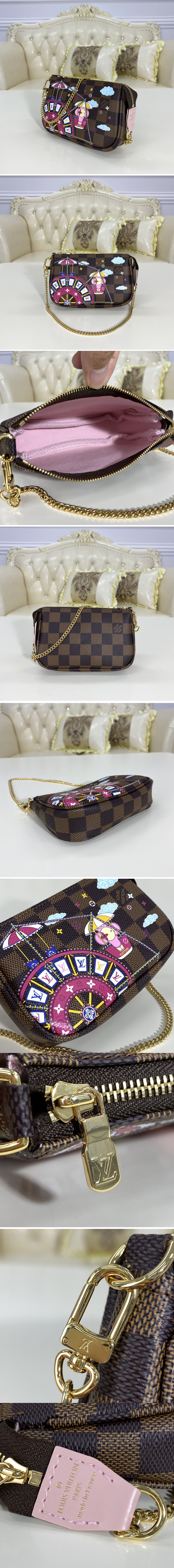 Replica Louis Vuitton N60402 LV Mini Pochette Accessoires Bag in Damier Ebene coated canvas