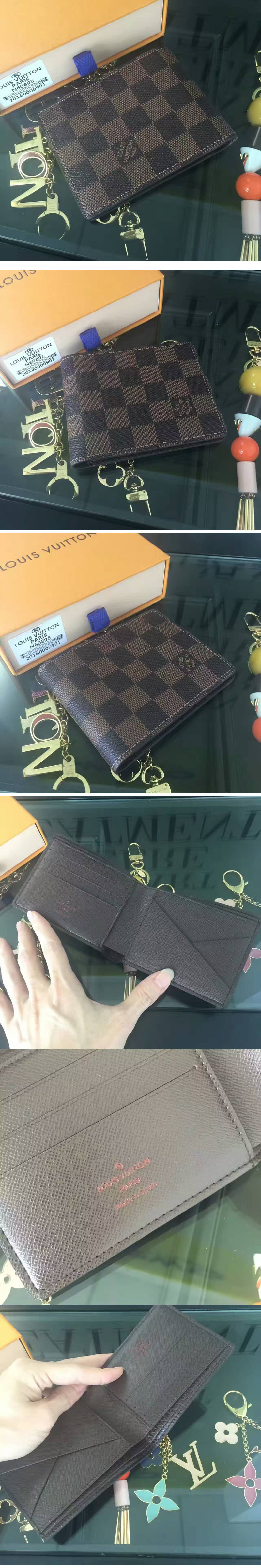 Replica Louis Vuitton N60895 Damier Ebene Canvas Multiple Wallet 