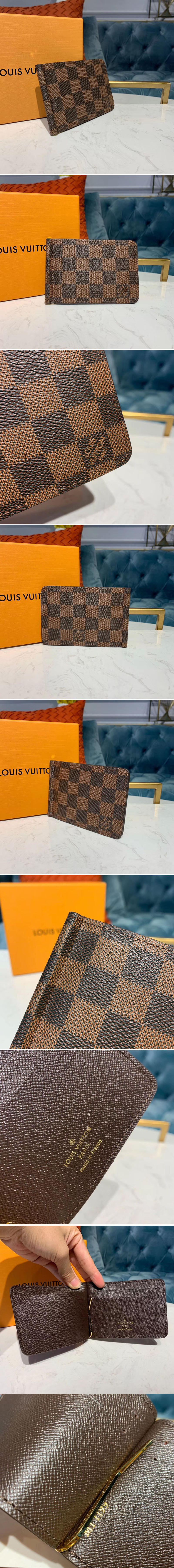 Replica Louis Vuitton N61000 LV Pince Wallet Damier Ebene Canvas