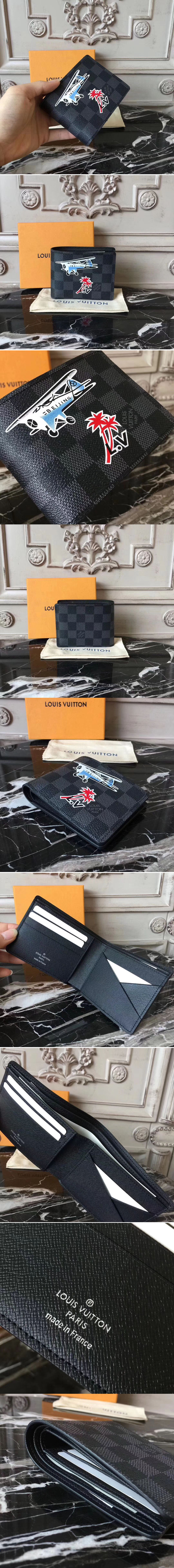 Replica Louis Vuitton N62663 Damier Graphite Canvas Multiple Wallet