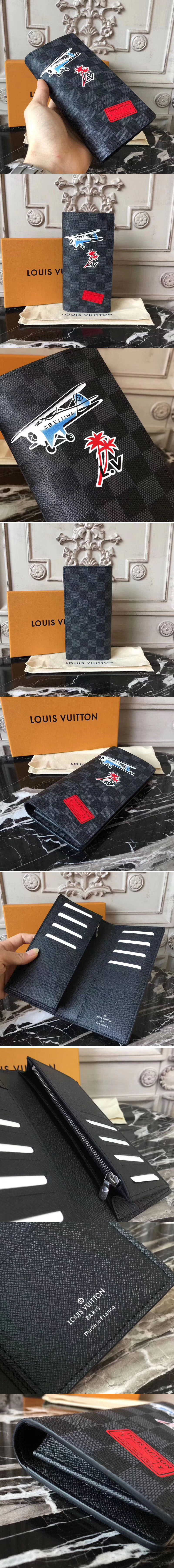 Replica Louis Vuitton N62665 Damier Graphite Canvas Brazza Wallet