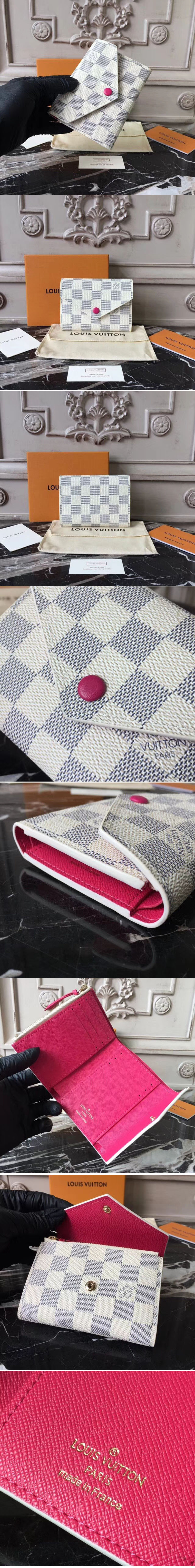 Replica Louis Vuitton N64022 Damier Azur Canvas Victorine Wallet Red