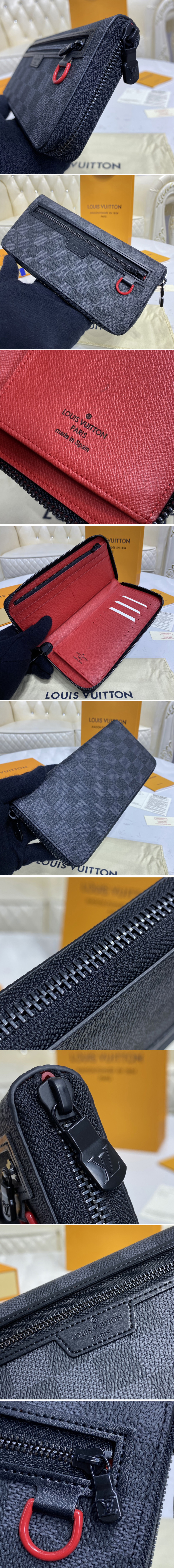 Replica Louis Vuitton N60355 LV Utility Zippy wallet in Damier Graphite Giant coated canvas