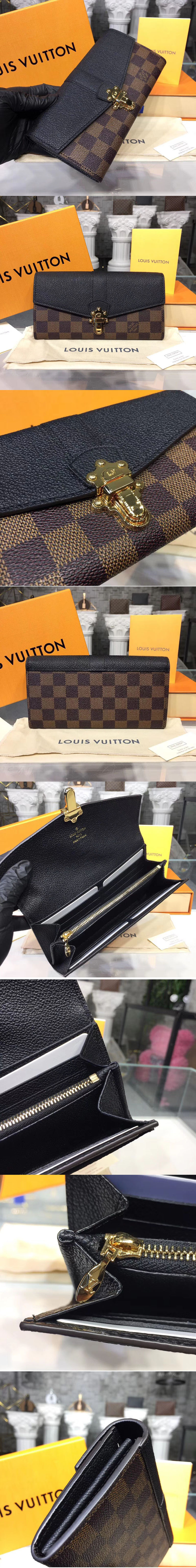 Replica Louis Vuitton N64449 Clapton Wallet Damier Ebene Canvas Black