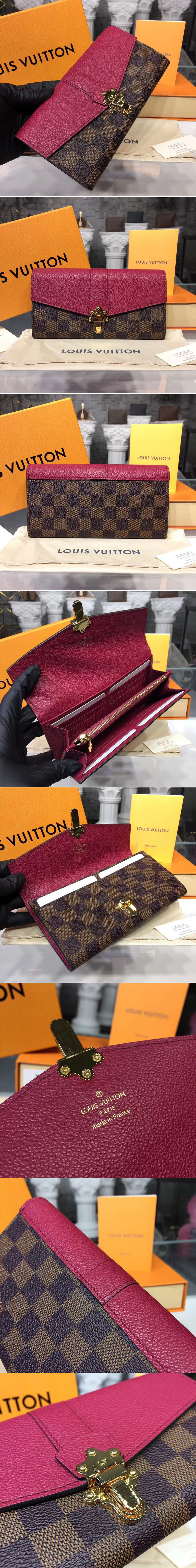 Replica Louis Vuitton N64448 Clapton Wallet Damier Ebene Canvas Raisin