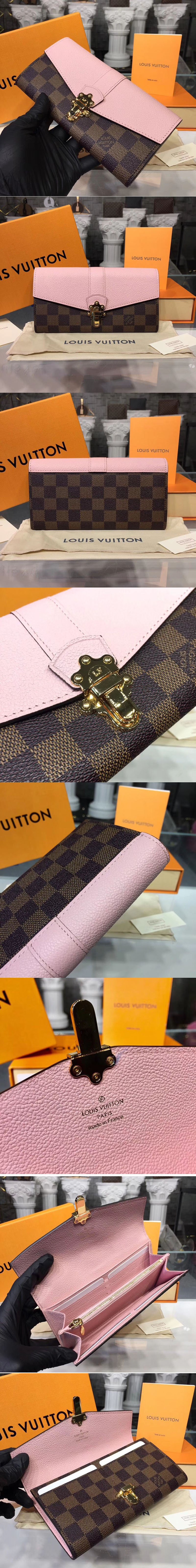 Replica Louis Vuitton N64447 Clapton Wallet Damier Ebene Canvas Magnolia