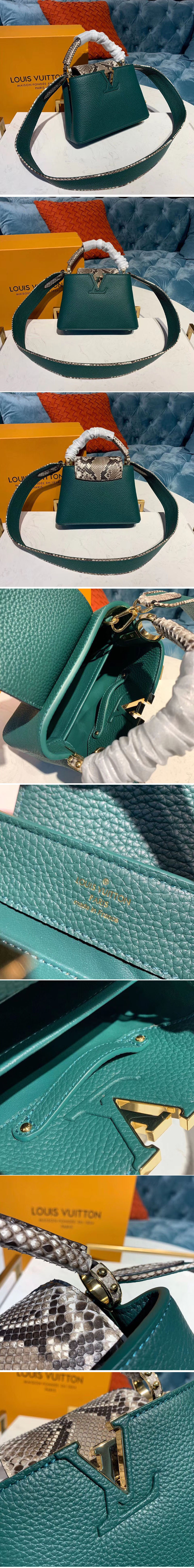 Replica Louis Vuitton N95384 LV Capucines BB Bags Green Taurillon Leather