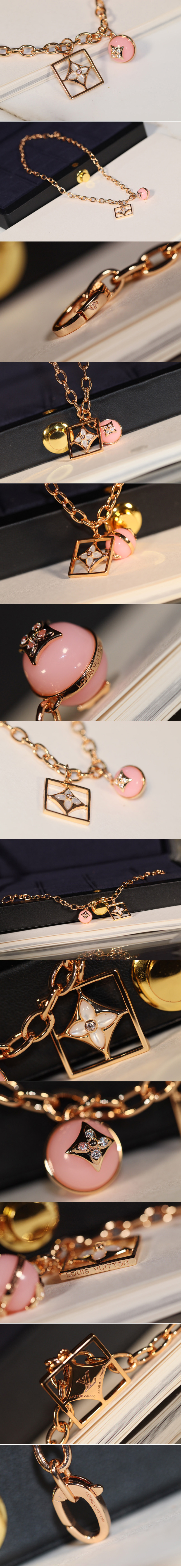 Replica Louis Vuitton Q94465 LV B Blossom Necklace Pink Gold White Gold Pink Opal White Mother of Pearl and Diamonds