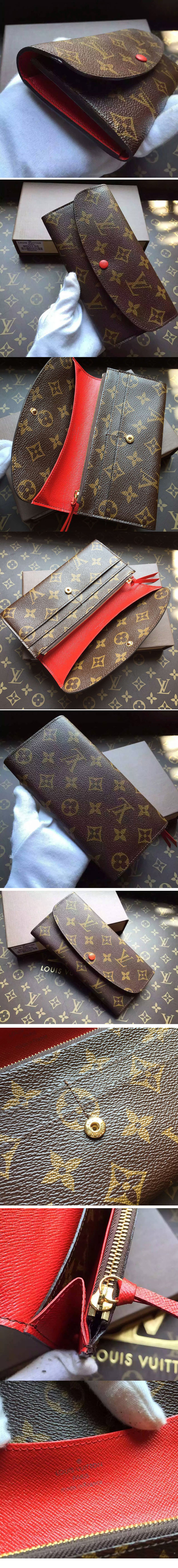 Replica Louis Vuitton M60136 Emilie Wallet Monogram Canvas Red