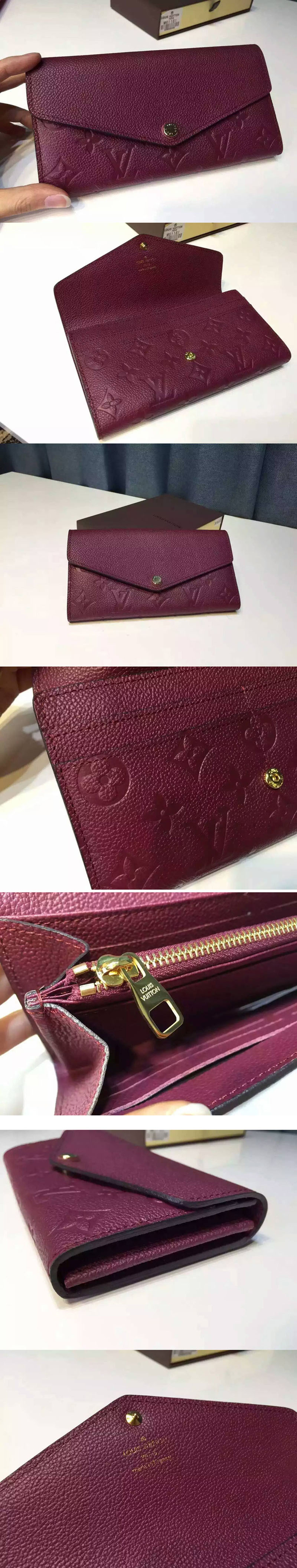 Replica Louis Vuitton M61183 Monogram Empreinte Sarah Wallet Aurore