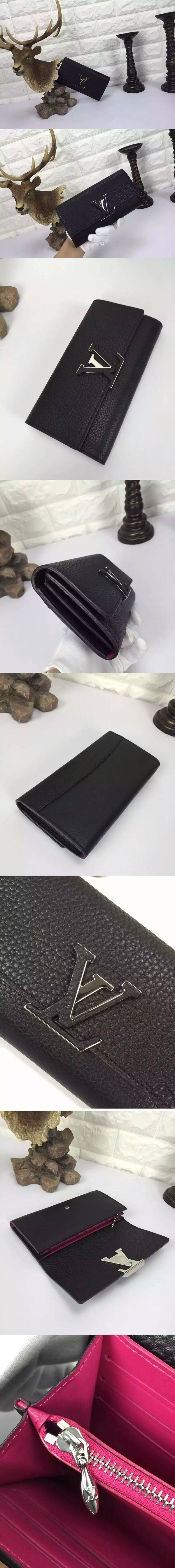 Replica Louis Vuitton M61248 Capucines Wallet Taurillon leather Black