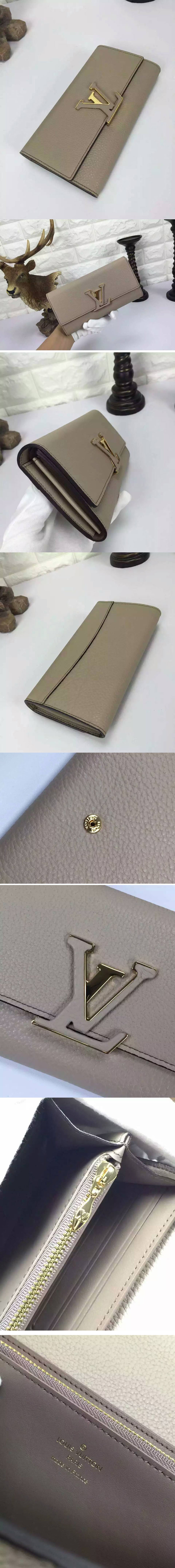 Replica Louis Vuitton M61249 Capucines Wallet  Taurillon Leather Apricot