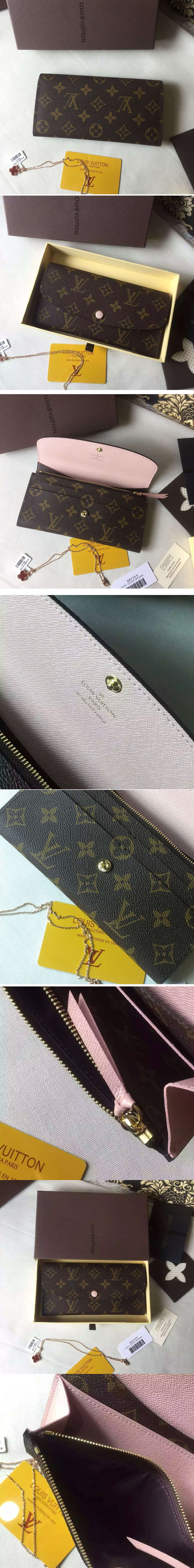 Replica Louis Vuitton M61289 Monogram Canvas Emilie Wallet Rose Ballerine