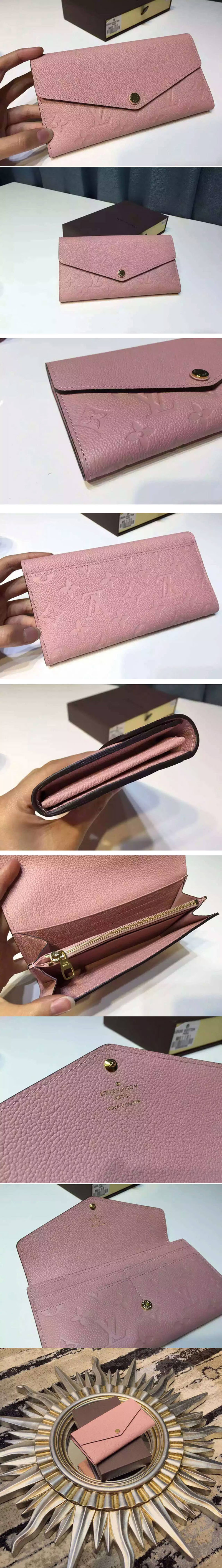 Replica Louis Vuitton M61291 Monogram Empreinte Sarah Wallet Rose Ballerine