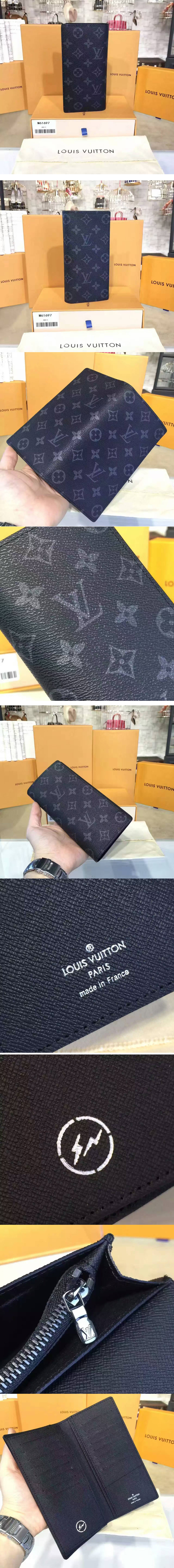 Replica Louis Vuitton M61697 Brazza Wallet Monogram Eclipse Canvas