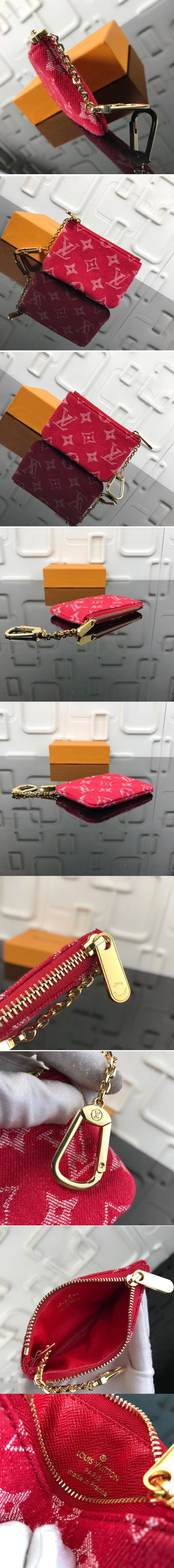 Replica Louis Vuitton M62650 LV Monogram Denim Key Pouch Red