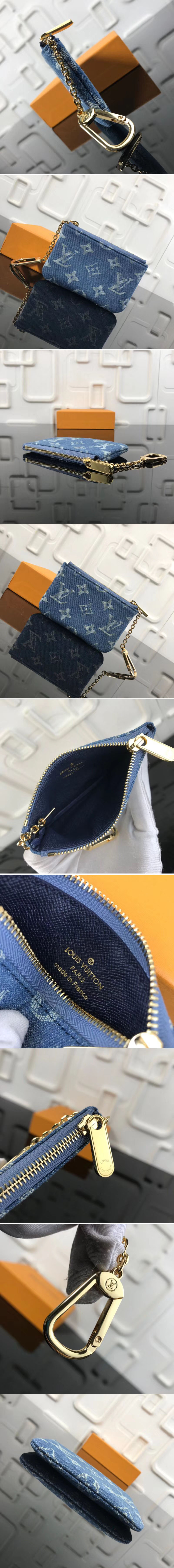 Replica Louis Vuitton M62650 LV Monogram Denim Key Pouch Blue