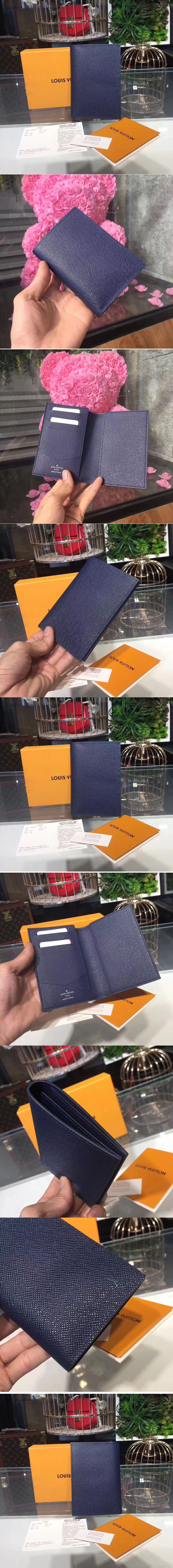 Replica Louis Vuitton M64504 Passport Cover Taiga Leahter Blue