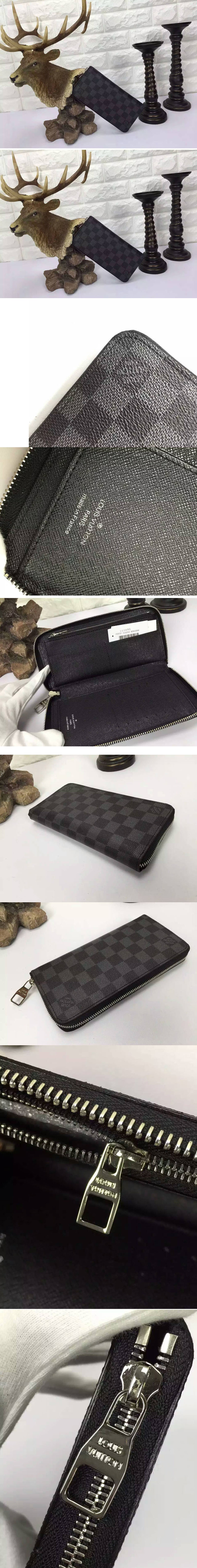 Replica Louis Vuitton N63095 Damier Graphite Canvas Zippy Wallet 